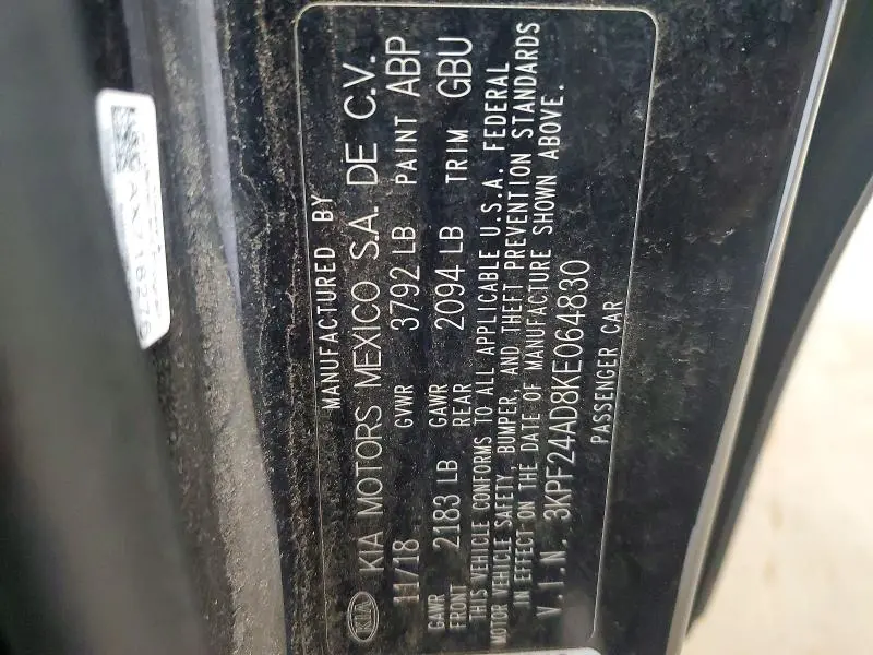 2019 KIA FORTE LXS  