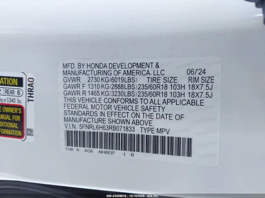 2024 HONDA ODYSSEY EX-L