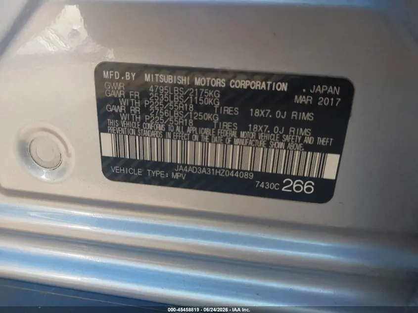 2017 MITSUBISHI OUTLANDER SE