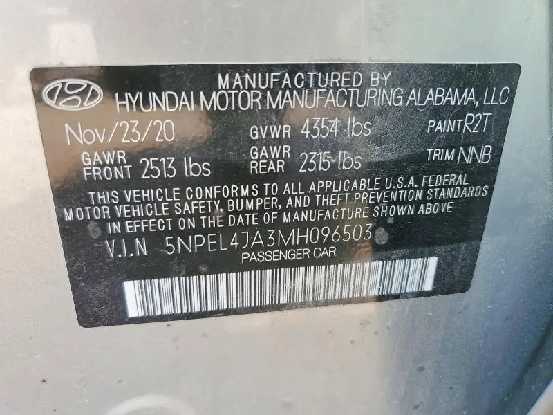2021 HYUNDAI SONATA SEL  