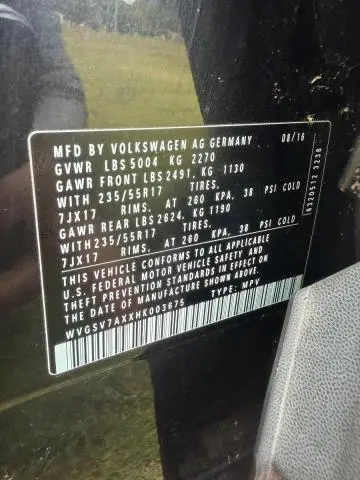 2017 VOLKSWAGEN TIGUAN WOLFSBURG  