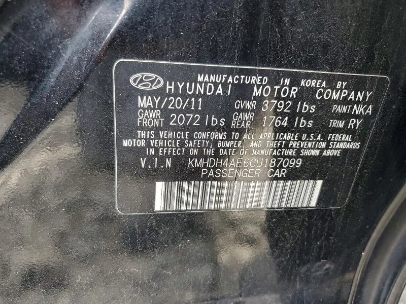 2012 HYUNDAI ELANTRA LIMITED  