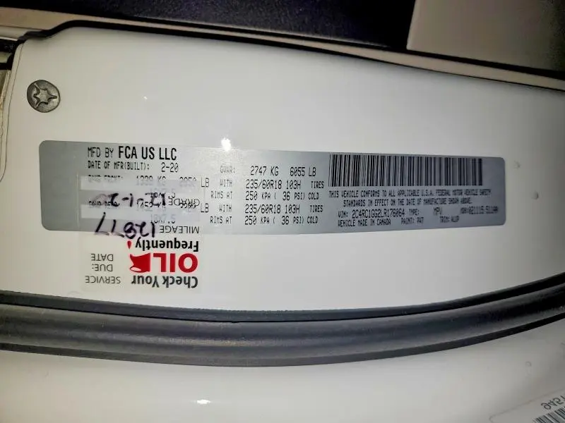 2020 CHRYSLER PACIFICA LIMITED  