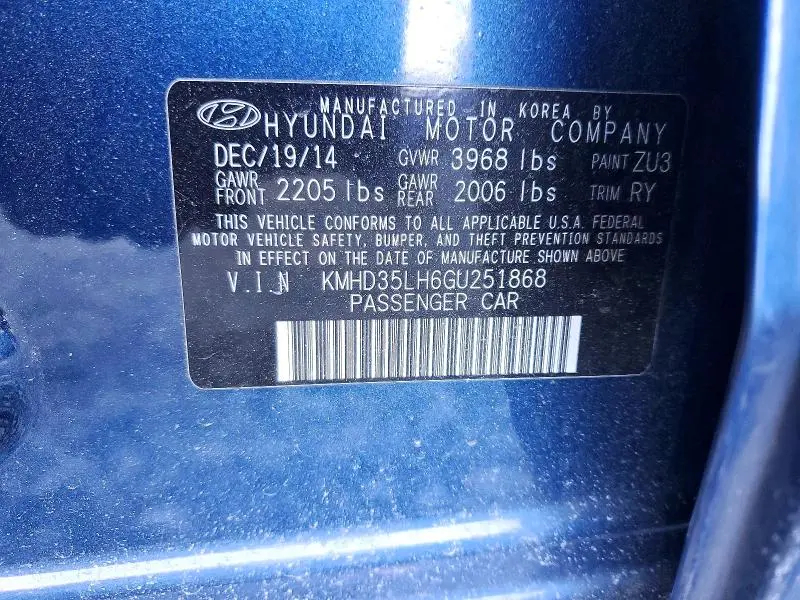 2016 HYUNDAI ELANTRA GT   