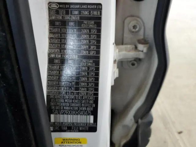 2019 LAND ROVER RANGE ROVER EVOQUE SE  