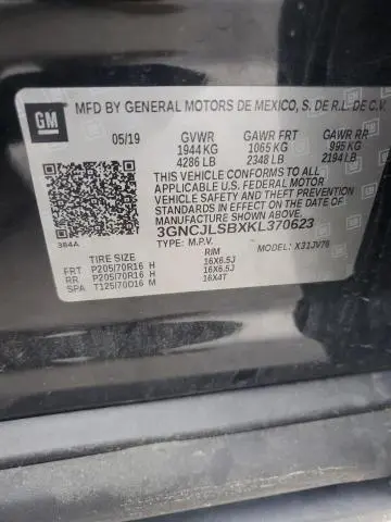 2019 CHEVROLET TRAX 1LT  