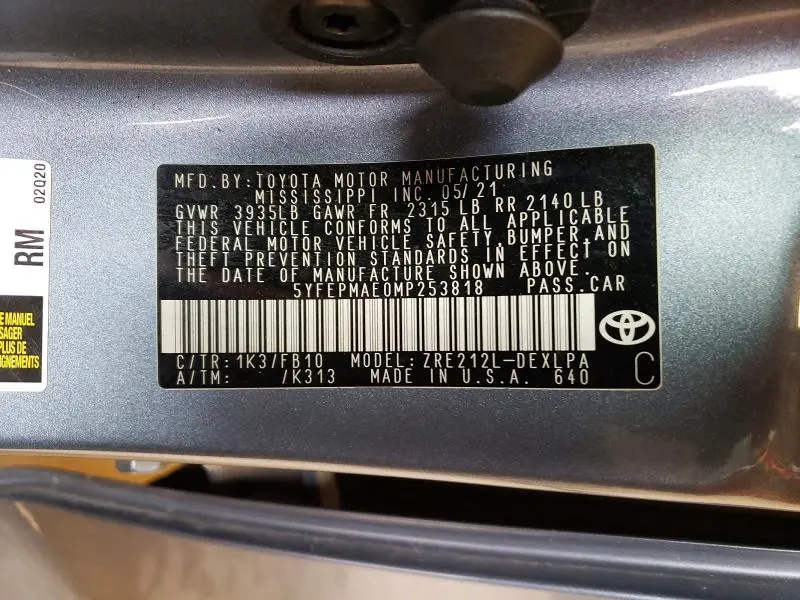 2021 TOYOTA COROLLA LE  