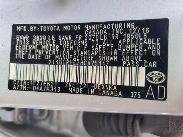 2017 TOYOTA COROLLA L