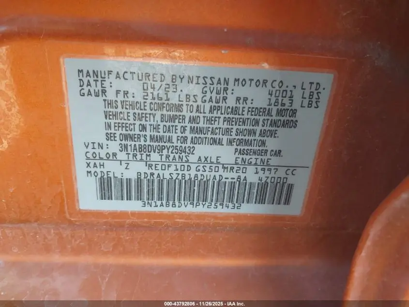 2023 NISSAN SENTRA SR XTRONIC CVT