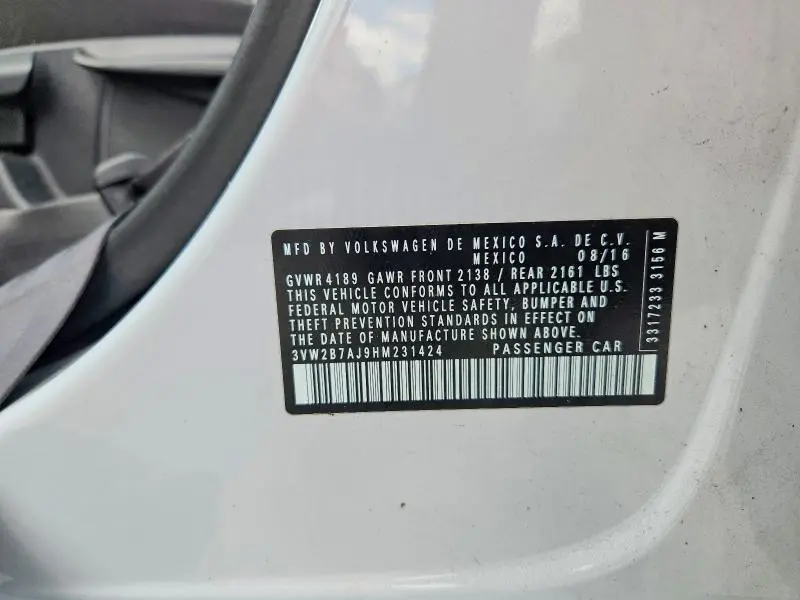 2017 VOLKSWAGEN JETTA S  