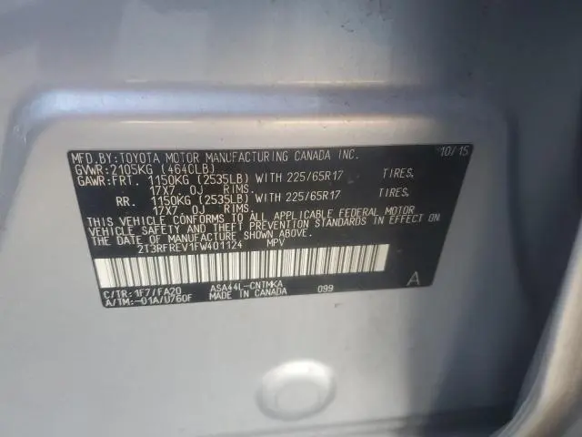 2015 TOYOTA RAV4 XLE  