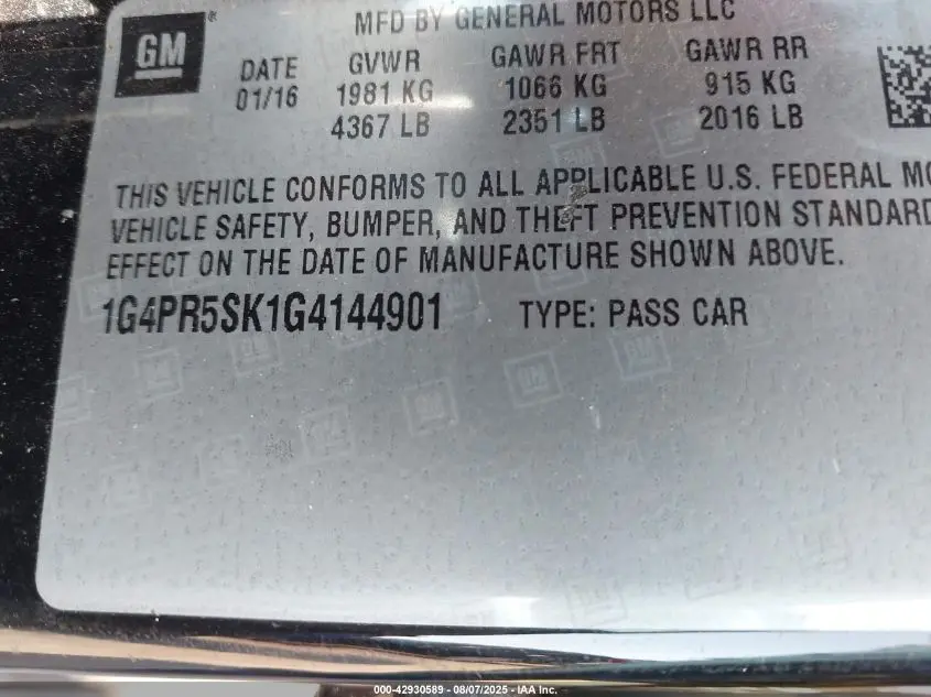 2016 BUICK VERANO CONVENIENCE GROUP