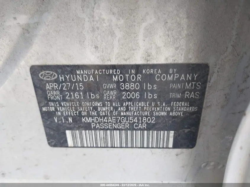 2016 HYUNDAI ELANTRA SE