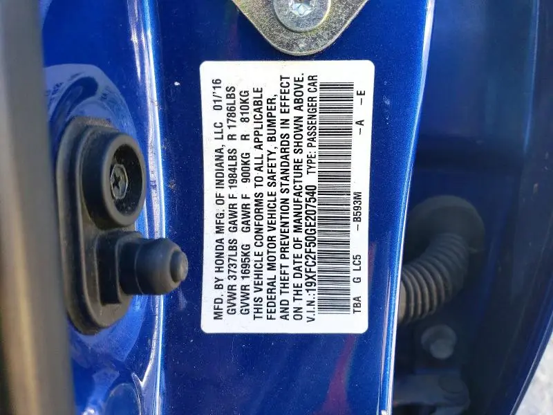 2016 HONDA CIVIC LX  