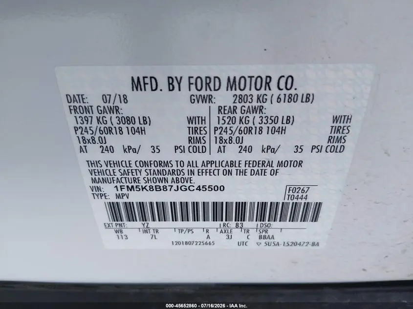2018 FORD EXPLORER  