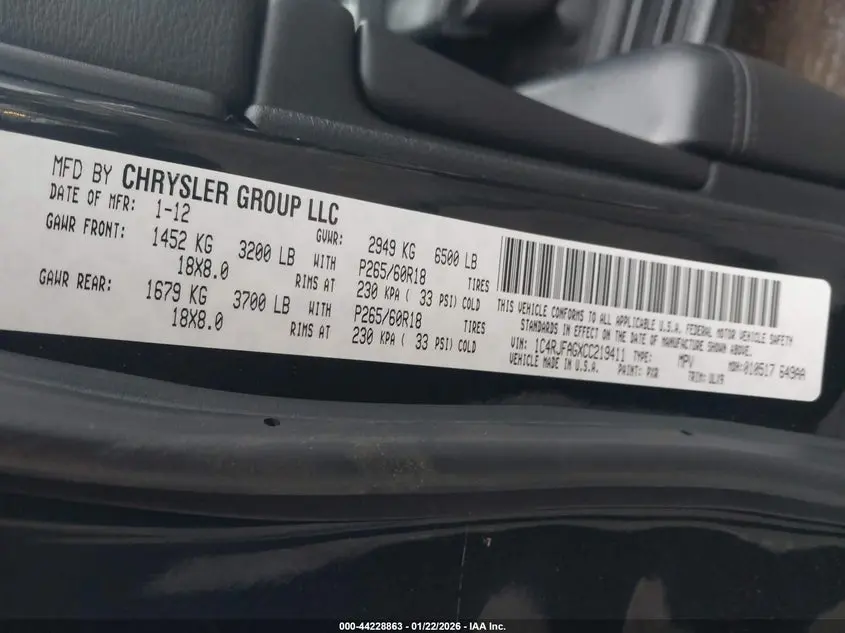 2012 JEEP GRAND CHEROKEE LAREDO