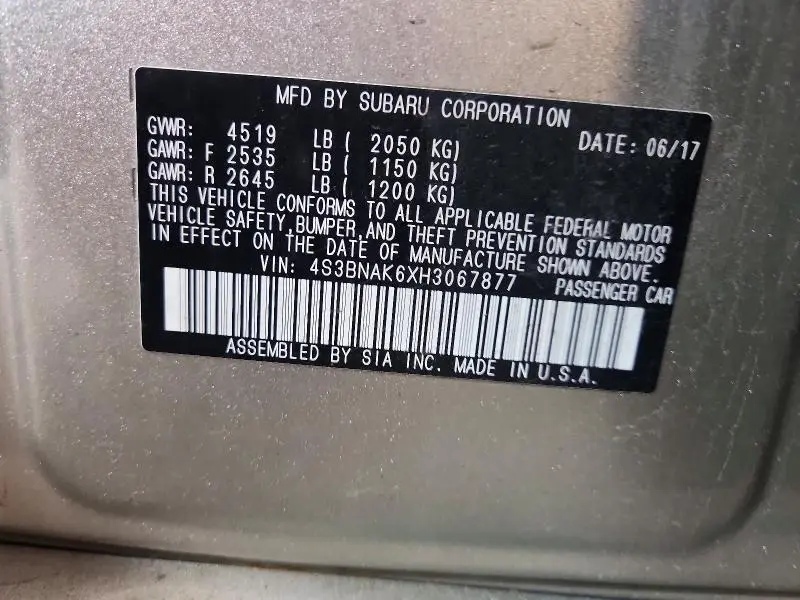 2017 SUBARU LEGACY 2.5I LIMITED  
