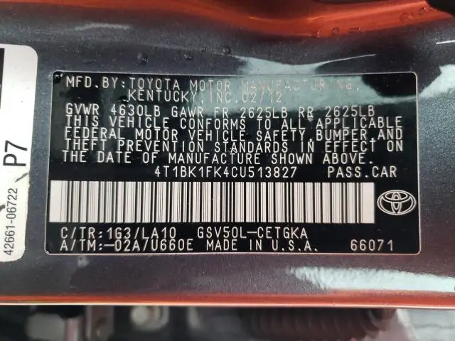 2012 TOYOTA CAMRY SE