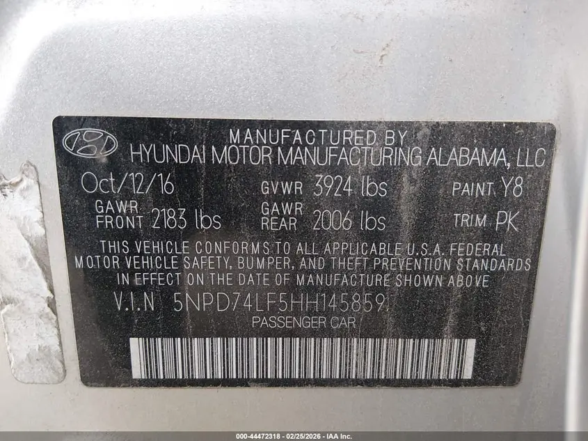 2017 HYUNDAI ELANTRA SE