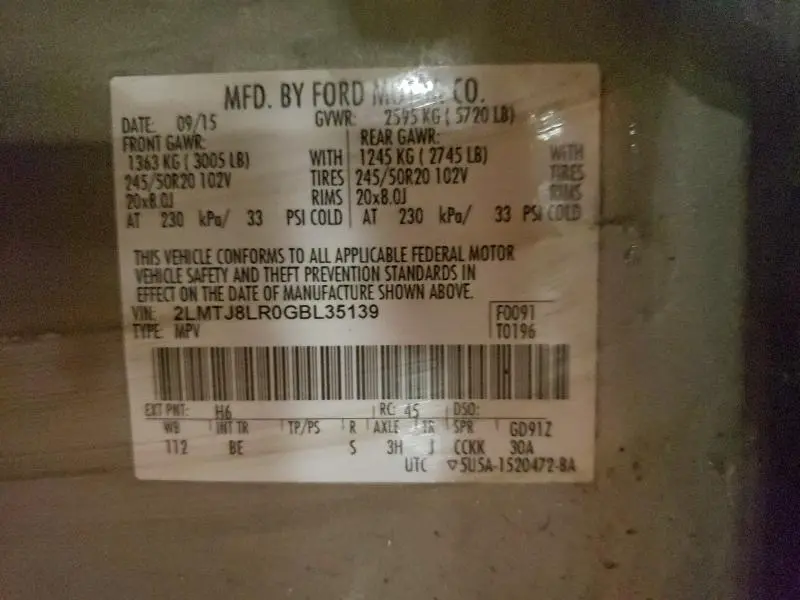 2016 LINCOLN MKX RESERVE  