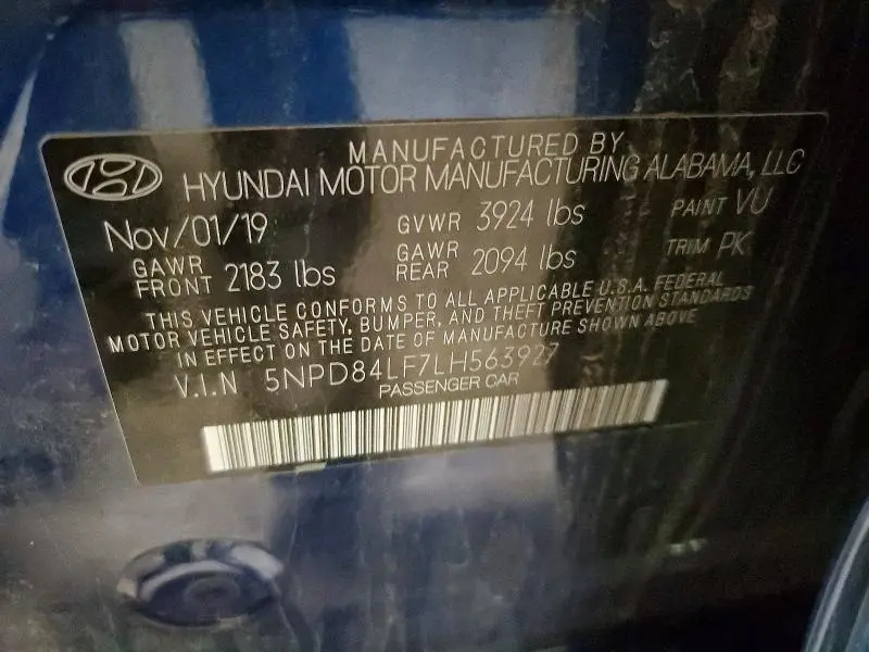 2020 HYUNDAI ELANTRA SEL  