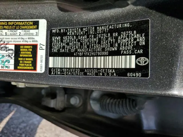 2017 TOYOTA CAMRY LE