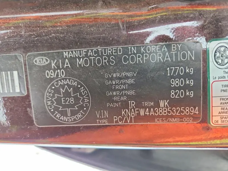 2011 KIA FORTE SX  