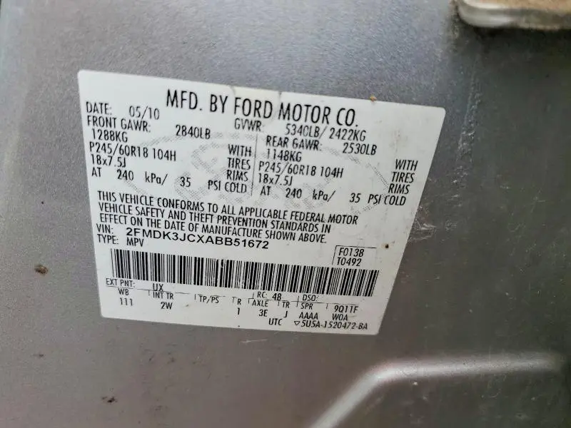 2010 FORD EDGE SEL  
