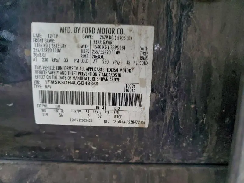 2020 FORD EXPLORER XLT  