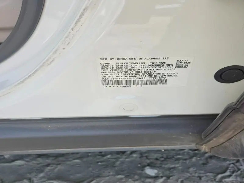 2017 HONDA PILOT TOURING  