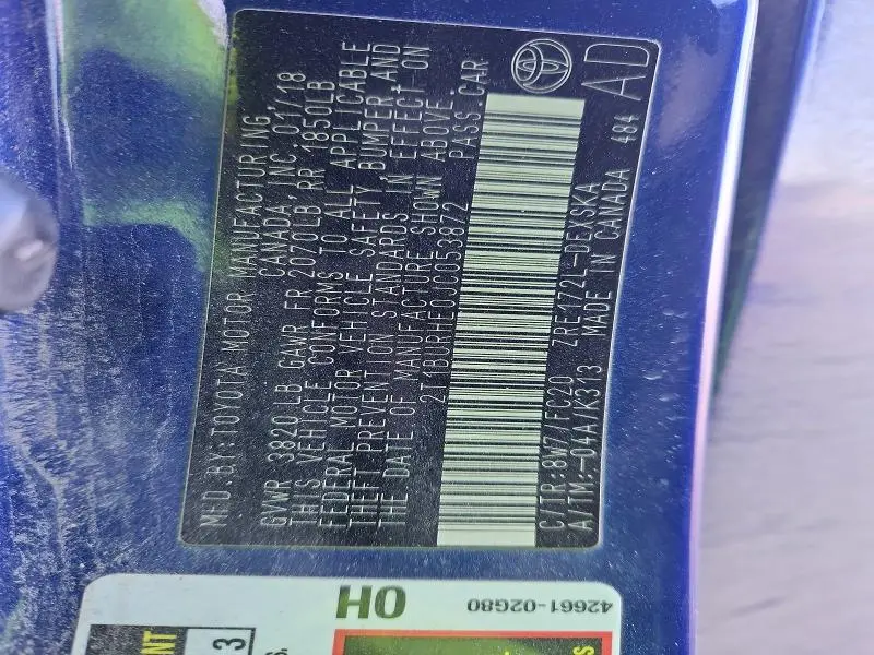 2018 TOYOTA COROLLA L  