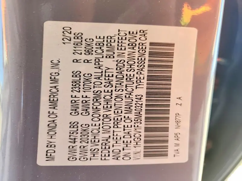2021 HONDA ACCORD SPORT  