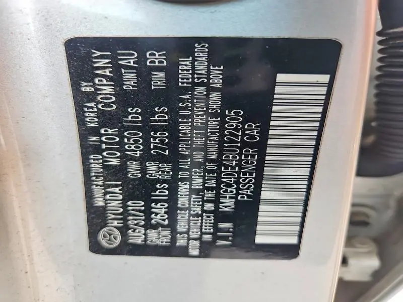 2011 HYUNDAI GENESIS 3.8L  