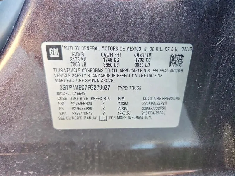 2015 GMC SIERRA C1500 SLT  