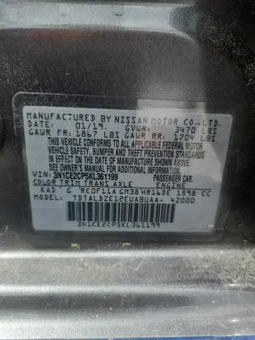2019 NISSAN VERSA NOTE SV  