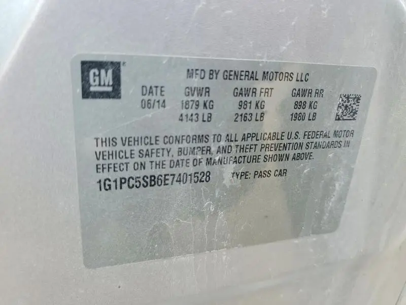 2014 CHEVROLET CRUZE LT  