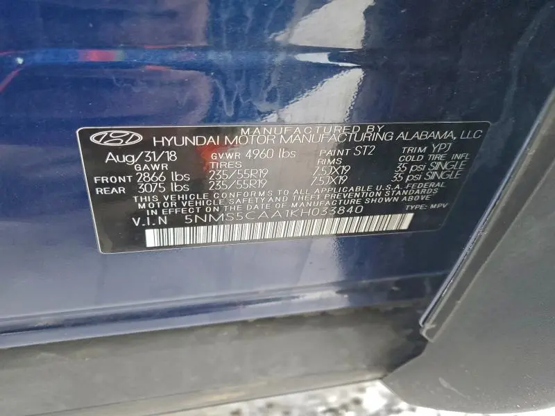 2019 HYUNDAI SANTA FE LIMITED  