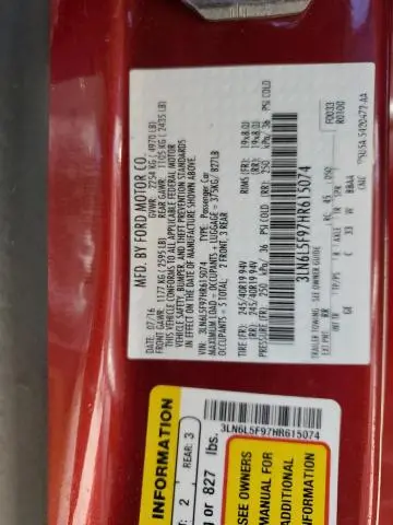 2017 LINCOLN MKZ RESERVE  