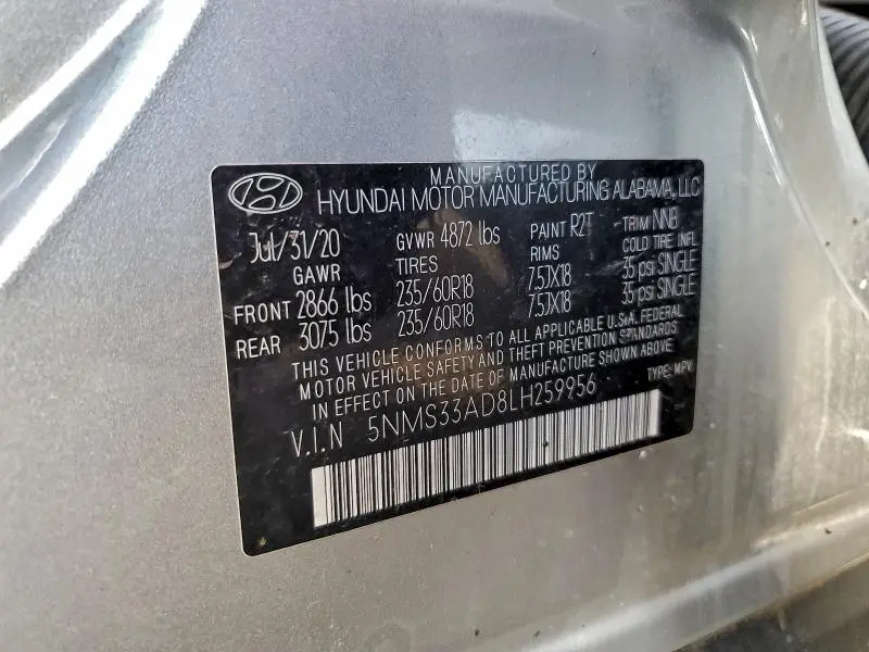 2020 HYUNDAI SANTA FE SEL  