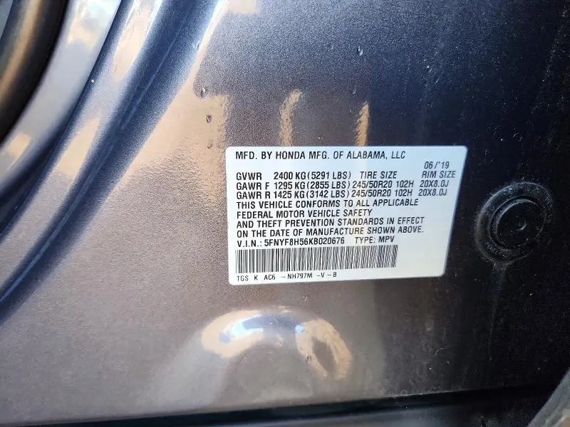 2019 HONDA PASSPORT EXL  