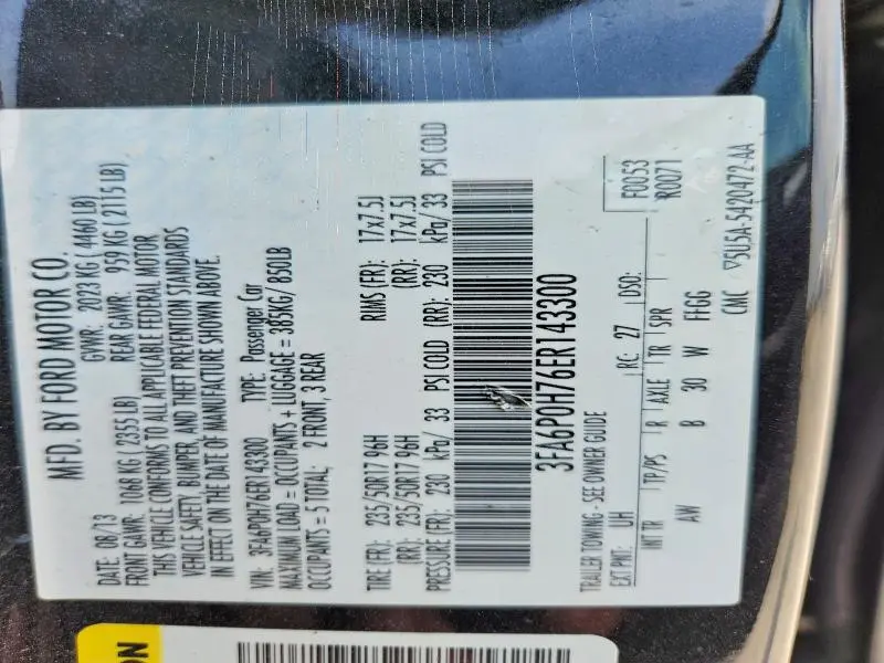 2014 FORD FUSION SE  