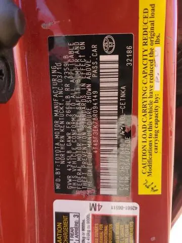 2011 TOYOTA CAMRY BASE  
