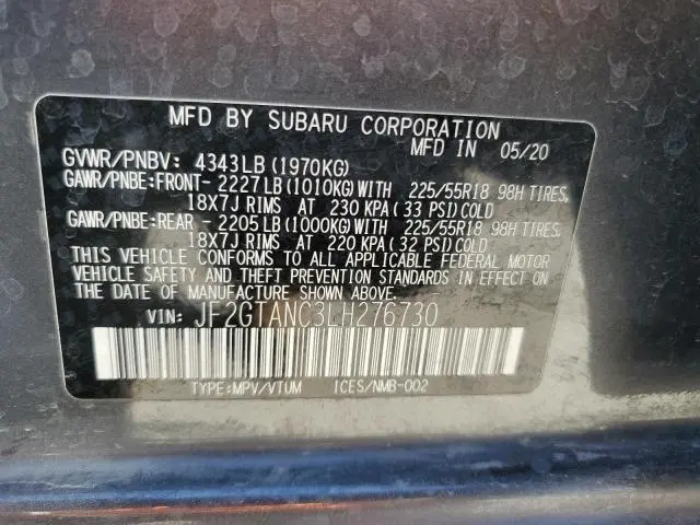 2020 SUBARU CROSSTREK LIMITED