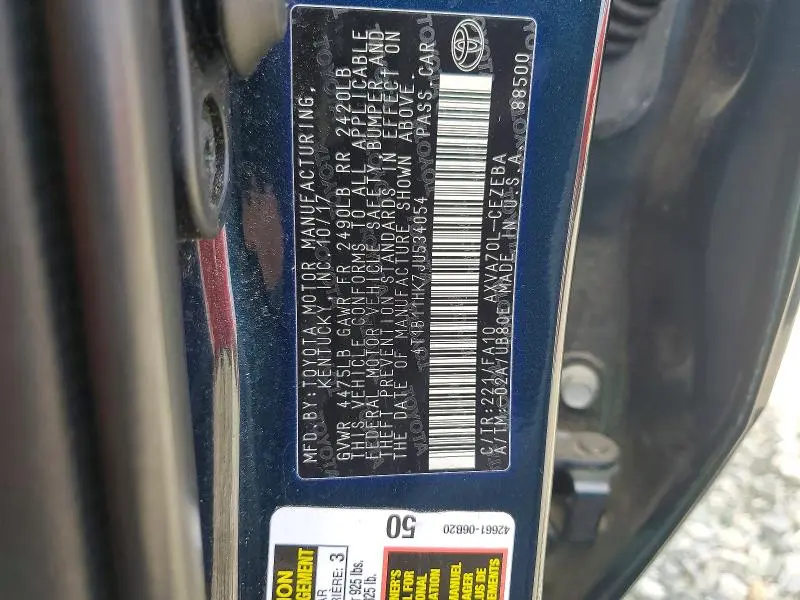 2018 TOYOTA CAMRY L  