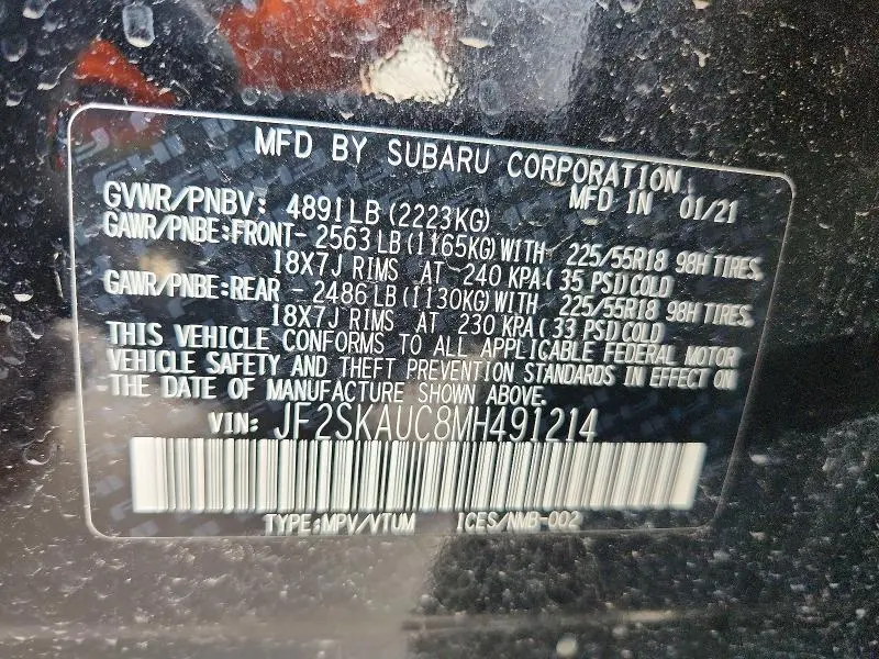 2021 SUBARU FORESTER LIMITED  