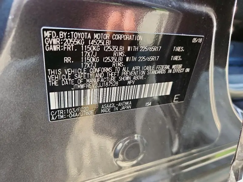 2018 TOYOTA RAV4 XLE  
