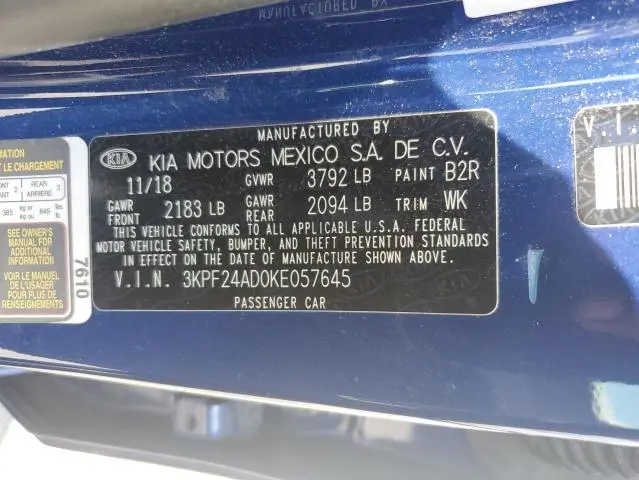 2019 KIA FORTE FE  