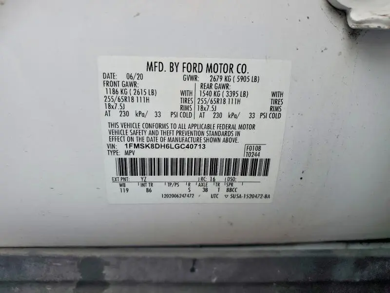2020 FORD EXPLORER XLT  