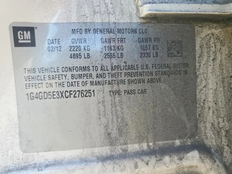 2012 BUICK LACROSSE PREMIUM  