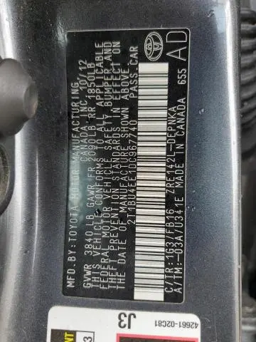 2013 TOYOTA COROLLA BASE  